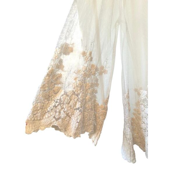 Ultra Pink Sheer Mesh Top with Embroidered Hem – XL - Picture 2 of 4